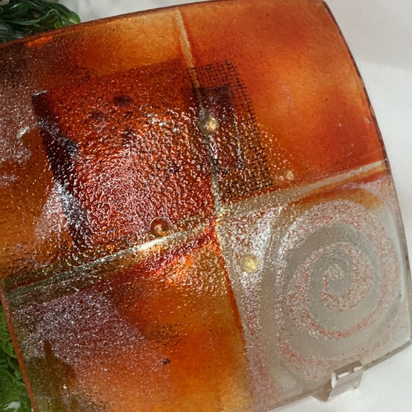 Handmade orange and silver fused glass decorative plates set of 2 - Picture 12 of 12